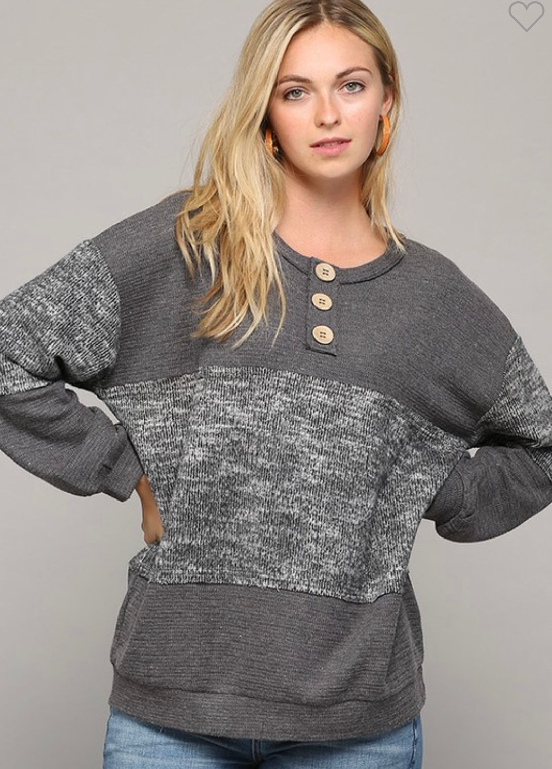 Two tone grey sweater
