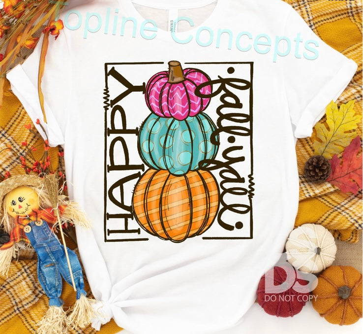 Happy fall colorful pumpkins