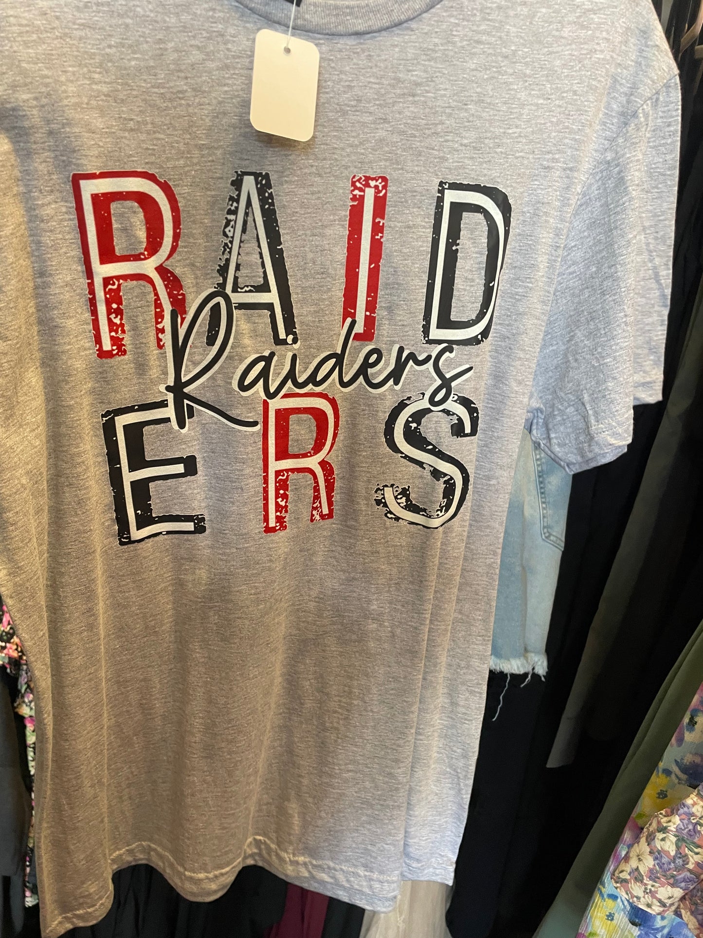 Raiders with distressed lettering