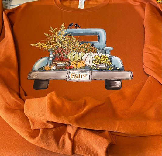 Fall blue truck