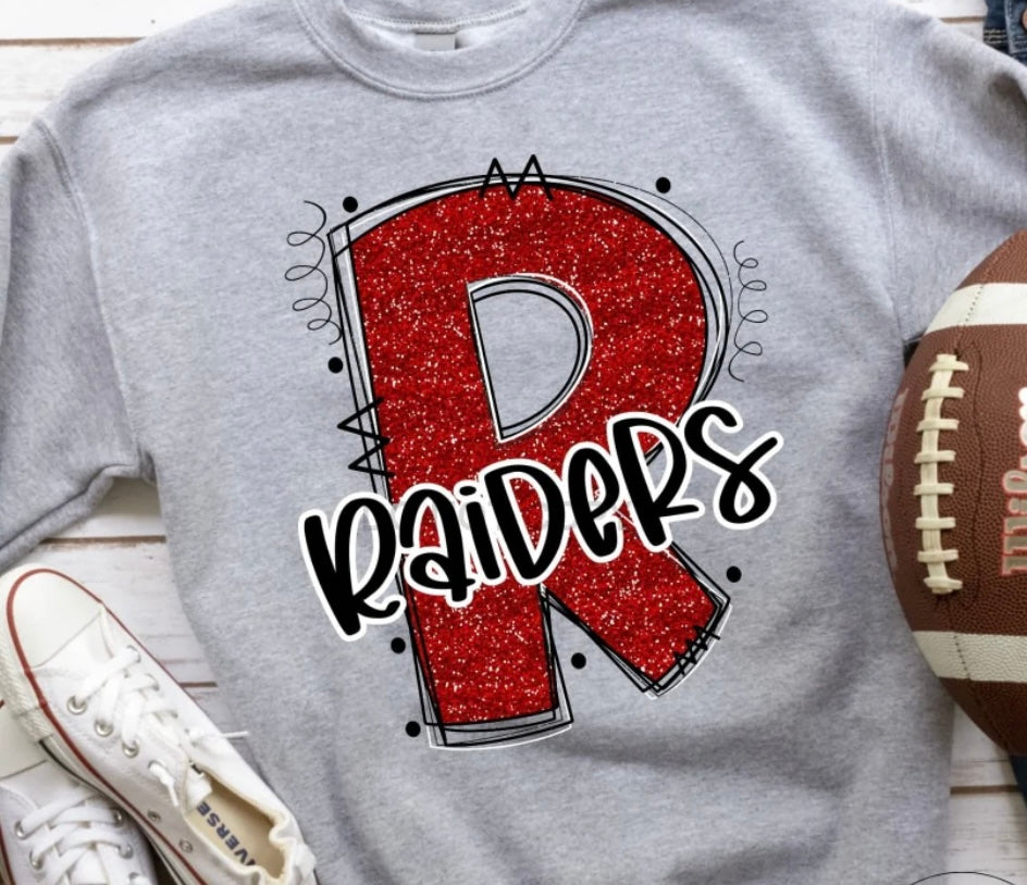 Raiders R faux glitter