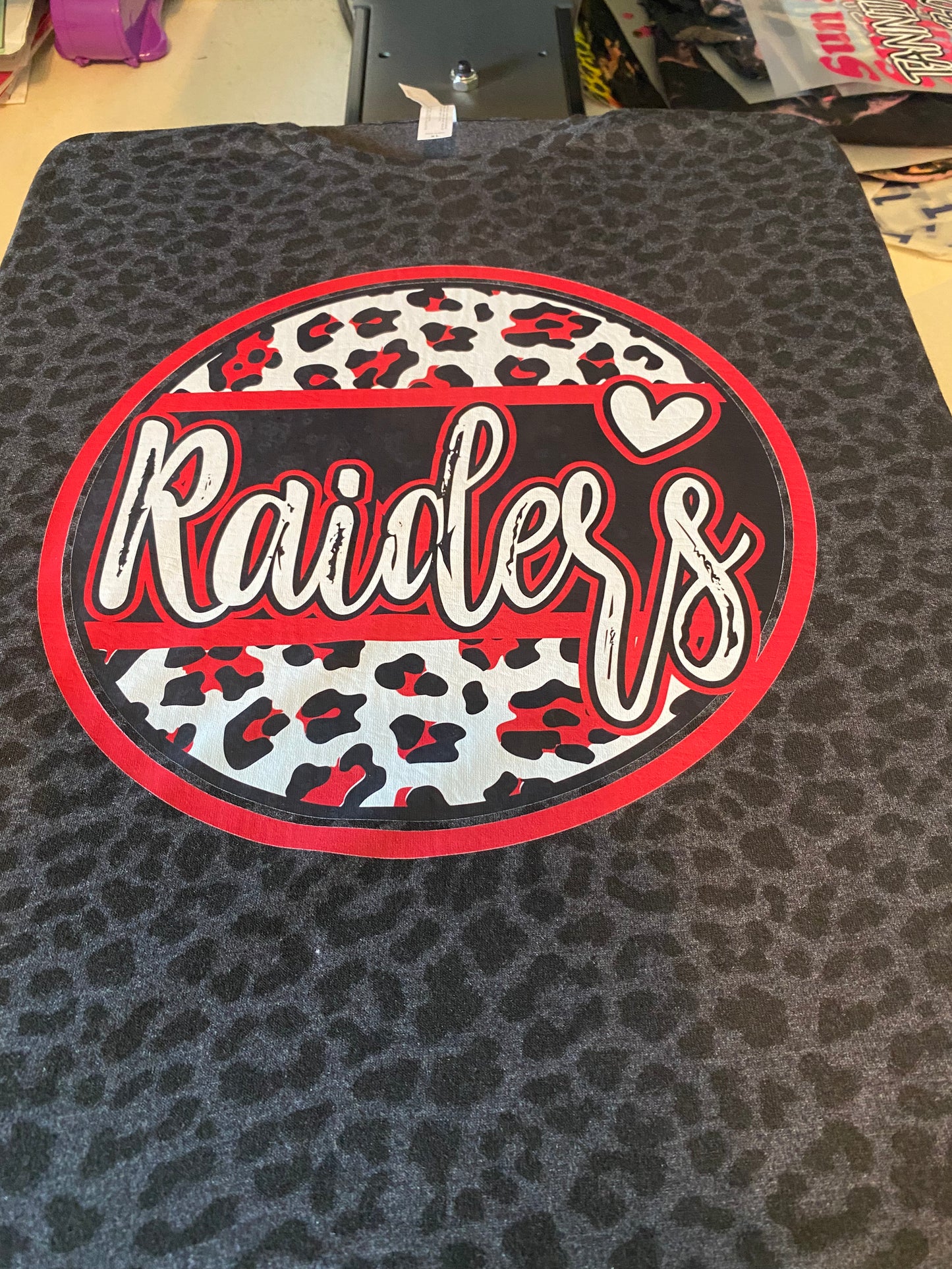 Raiders leopard circle- non glitter