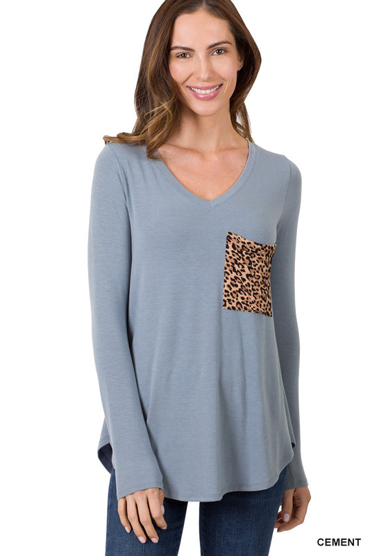 Cement Leopard pocket Long sleeve
