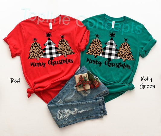 Leopard and plaid trees