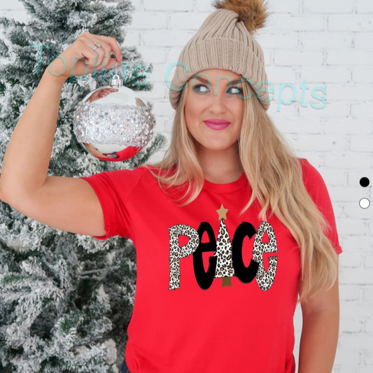Peace-leopard and black lettering